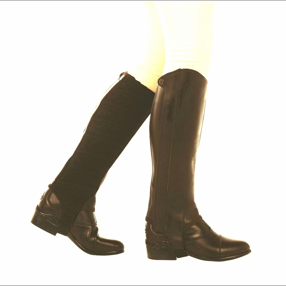 Dublin Half Chaps - brown leather riding chaps XS